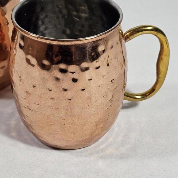 Godinger Hammered Copper Moscow Mule Mugs Cups Set of 2 - Picture 3 of 10